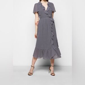 Michael Michael Kors Wrap Dress Ruffle Midi Dress